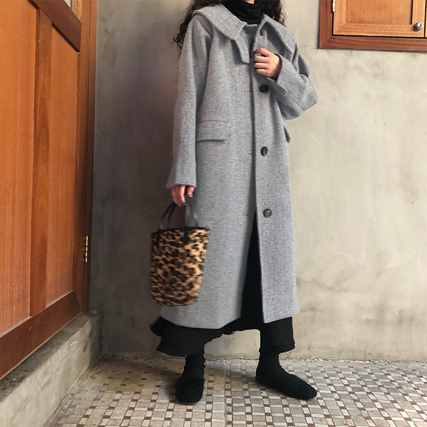 Palton lung modern de damă în maro și gri