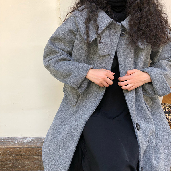 Palton lung modern de damă în maro și gri