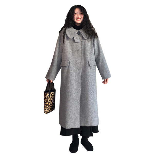 Palton lung modern de damă în maro și gri