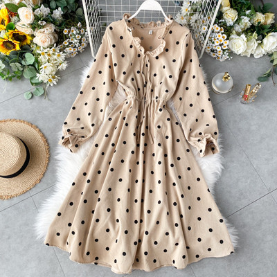 Μοντέρνο γυναικείο φόρεμα πουά σε πέντε χρώματα