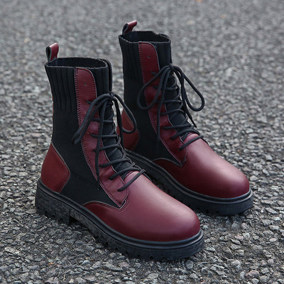 Καθημερινές  γυναικείες έκο δερμάτινες μπότες με ίσια σόλα σε δύο χρώματα