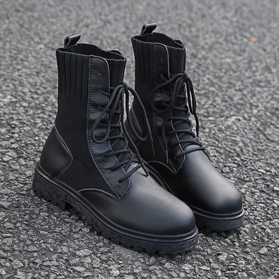 Καθημερινές  γυναικείες έκο δερμάτινες μπότες με ίσια σόλα σε δύο χρώματα