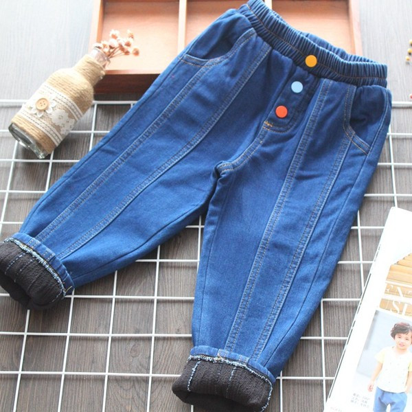 Alkalmi gyerekfarmer színes kék gombokkal lányoknak