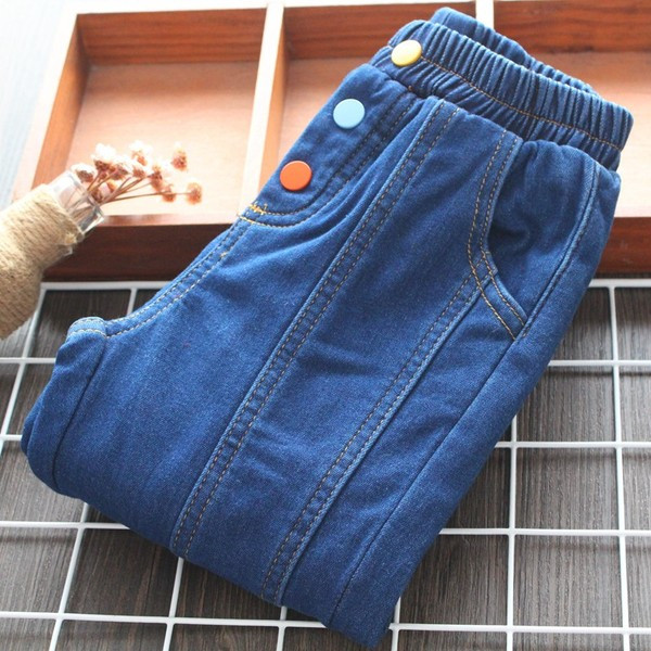 Alkalmi gyerekfarmer színes kék gombokkal lányoknak