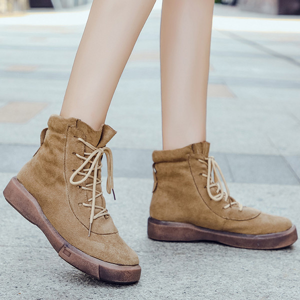 Cizme casual dama cu talpa plate si sireturi