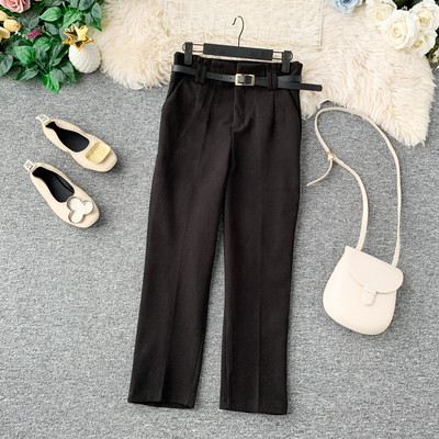 Модерен дамски панталон с колан в три цвята