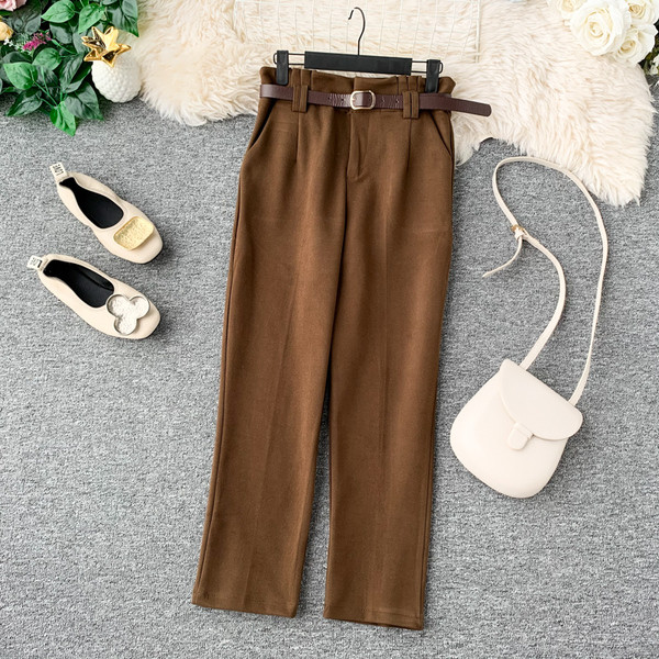 Модерен дамски панталон с колан в три цвята