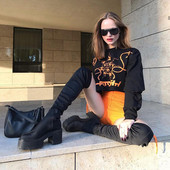 Bluza de dama casual model nou cu imprimeu in negru