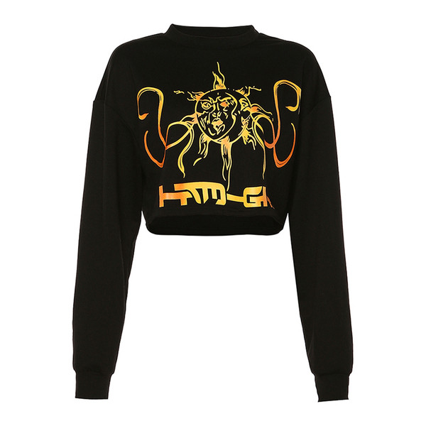 Bluza de dama casual model nou cu imprimeu in negru