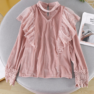 Modern női ing csipkével és hosszú ujjú öt színben