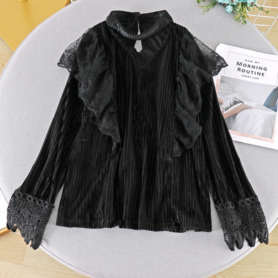 Modern női ing csipkével és hosszú ujjú öt színben