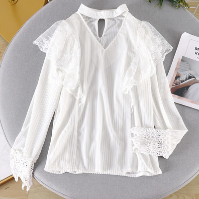 Modern női ing csipkével és hosszú ujjú öt színben