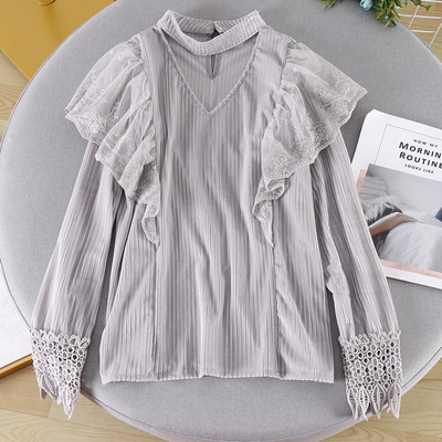 Modern női ing csipkével és hosszú ujjú öt színben