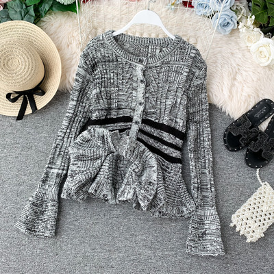 Cardigan de dama modern de culoare gri cu nasturi