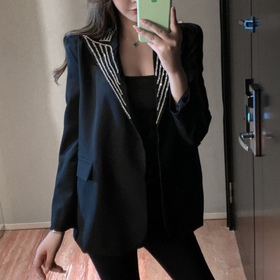 Jachetă modernă pentru femei în alb și negru