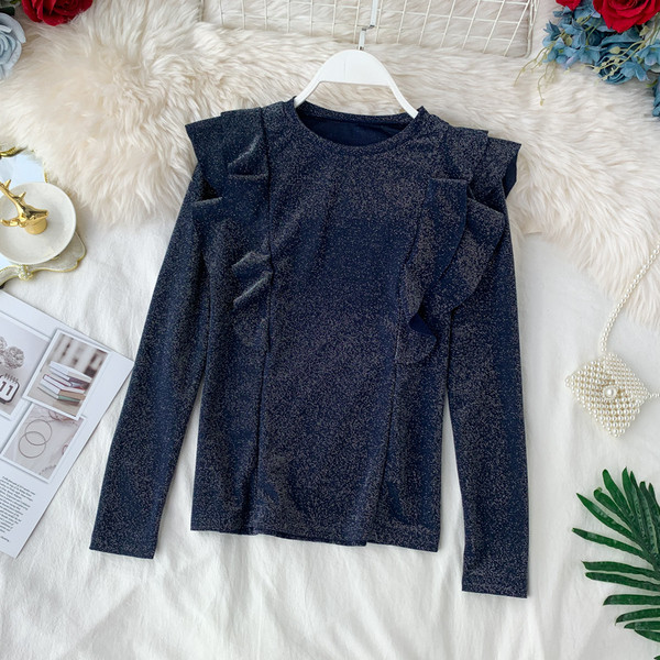 Bluza de dama eleganta cu efect stralucitor in doua culori