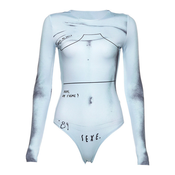 Új női testmodell hosszú ujjal és O-nyakú kék színben