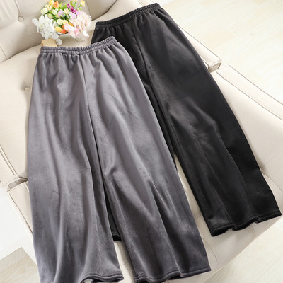 Модерен дамски панталон от кадифе в черен и сив цвят