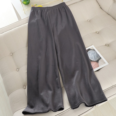 Μοντέρνα γυναικεία βελούδινα παντελόνια σε μαύρο και γκρι χρώμα