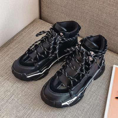 Дамски спортно-ежедневни дамски кецове с висока подметка в два цвята 