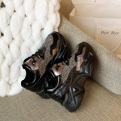 Adidasi moderni de dama cu efect stralucitor in doua culori