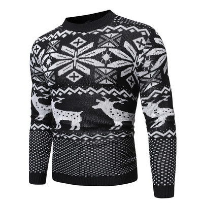 Pulover casual pentru bărbați, cu decolteu rotund, de culoare neagră