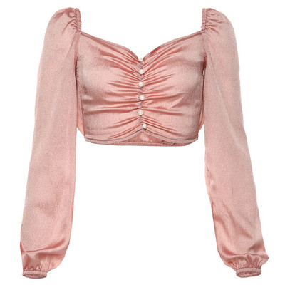 Bluza de dama eleganta model nou cu nasturi in roz si albastru