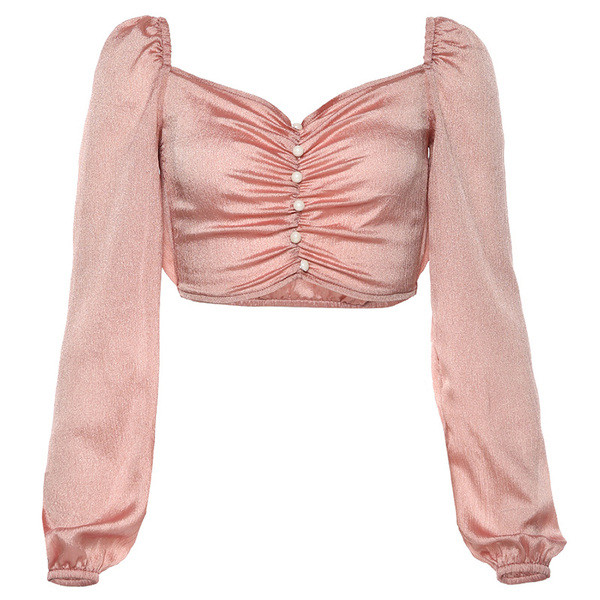 Bluza de dama eleganta model nou cu nasturi in roz si albastru