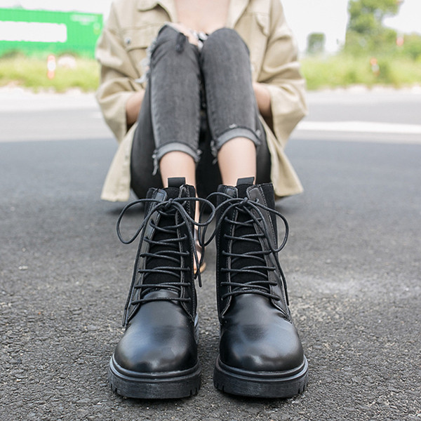 Cizme casual dama din piele cu talpa plata de culoare neagra