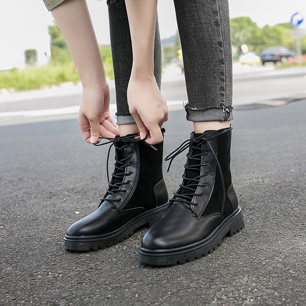 Cizme casual dama din piele cu talpa plata de culoare neagra