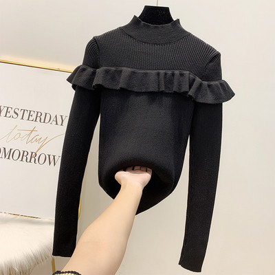 Pulover de dama modern cu guler polo in patru culori