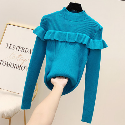 Pulover de dama modern cu guler polo in patru culori