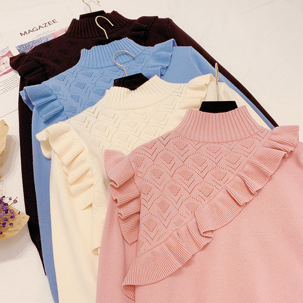 Pulover de dama cu guler inalt in mai multe culori