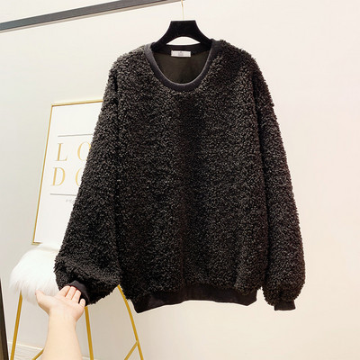 Pulover de damă din puf cu decolteu rotund în mai multe culori