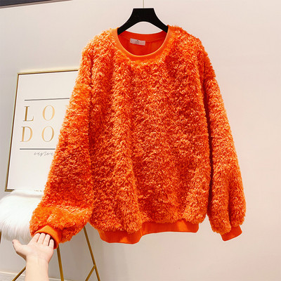 Pulover de damă din puf cu decolteu rotund în mai multe culori