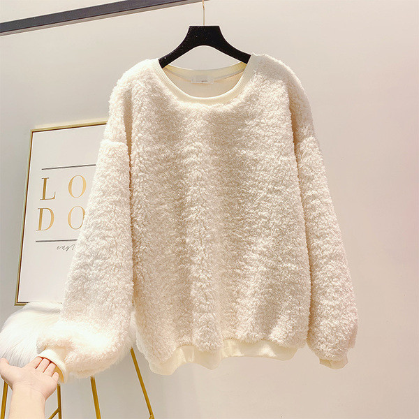 Pulover de damă din puf cu decolteu rotund în mai multe culori