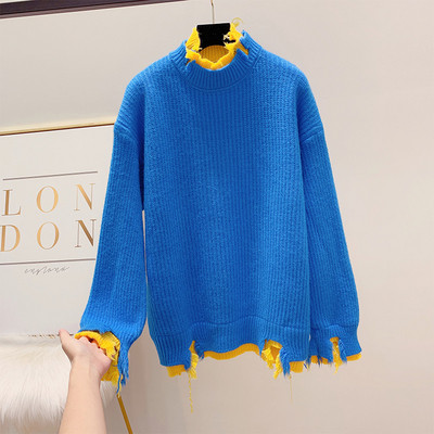 Pulover de dama model larg cu guler polo in patru culori