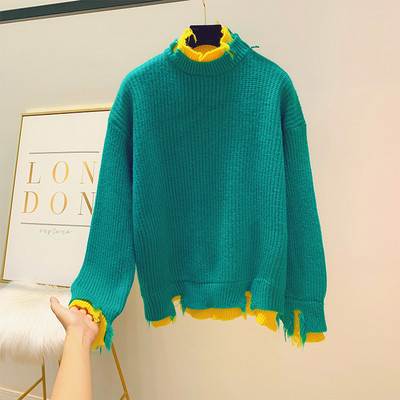 Pulover de dama model larg cu guler polo in patru culori