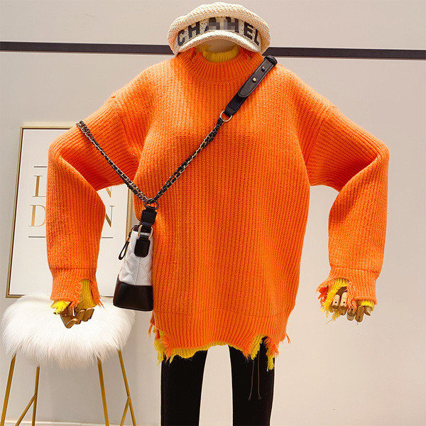 Pulover de dama model larg cu guler polo in patru culori