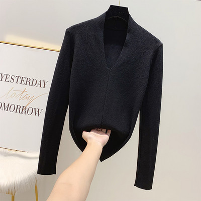 Γυναικείο πουλόβερ με V-λαιμόκοψη σε τρία χρώματα