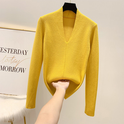 Γυναικείο πουλόβερ με V-λαιμόκοψη σε τρία χρώματα