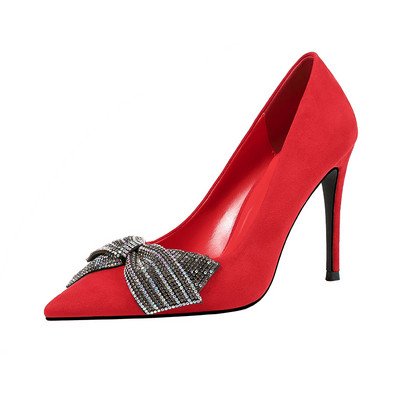 Κομψά γυναικεία παπούτσια με πέτρες και κορδέλα σε τέσσερα χρώματα