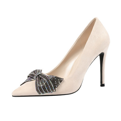 Κομψά γυναικεία παπούτσια με πέτρες και κορδέλα σε τέσσερα χρώματα