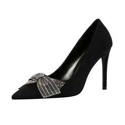 Κομψά γυναικεία παπούτσια με πέτρες και κορδέλα σε τέσσερα χρώματα