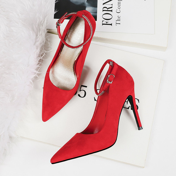 Κομψά γυναικεία παπούτσια με ψηλό τακούνι με πέτρες σε τέσσερα χρώματα