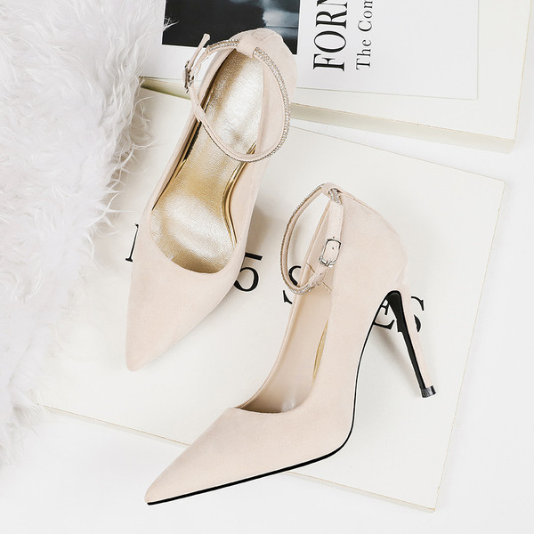 Κομψά γυναικεία παπούτσια με ψηλό τακούνι με πέτρες σε τέσσερα χρώματα