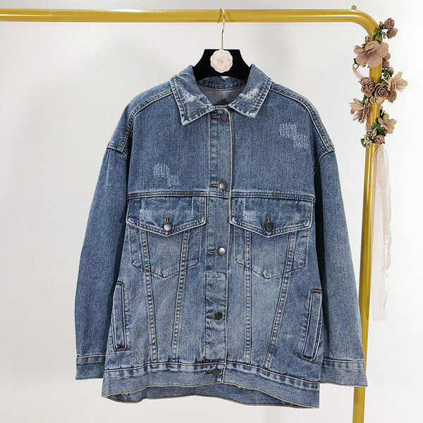 Γυναικείο τζιν  μπουφάν καθημερινό με κουμπιά σε μπλε χρώμα