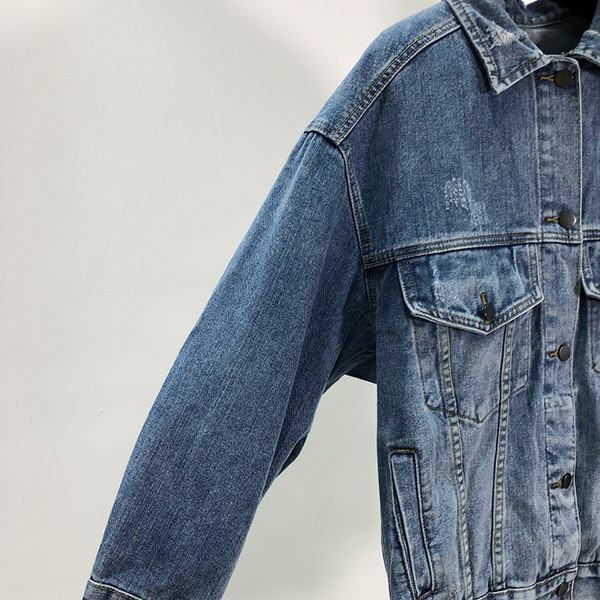 Γυναικείο τζιν  μπουφάν καθημερινό με κουμπιά σε μπλε χρώμα