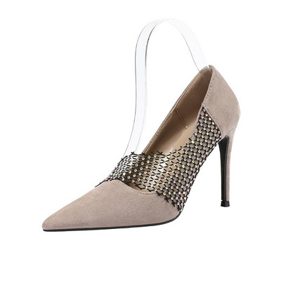 Pantofi eleganti de dama cu toc inalt si plasa in mai multe culori