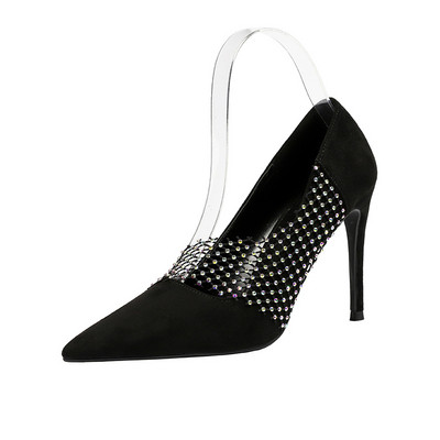 Pantofi eleganti de dama cu toc inalt si plasa in mai multe culori